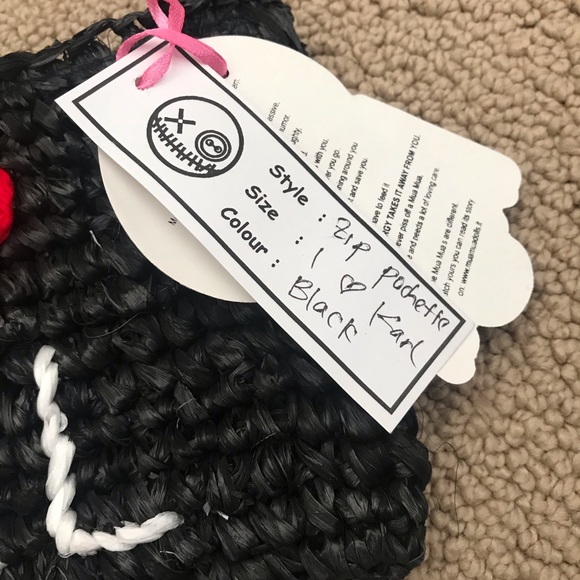 House of Mua Mua I love Karl Lagerfeld Straw Clutch Mua Mua Bag - Picture 2 of 4